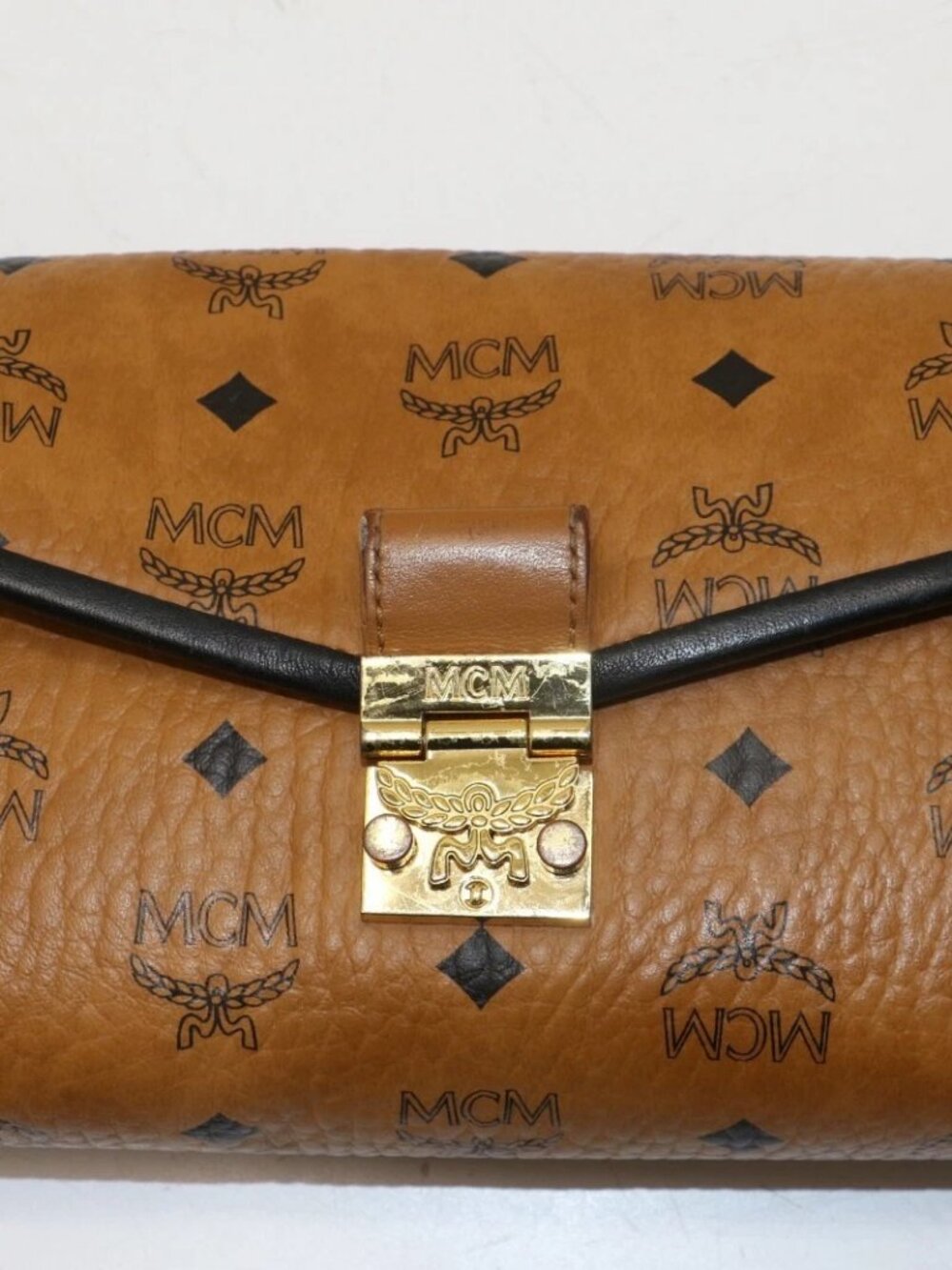 MCM Millie Visetos Medium Leather Crossbody - Brown/Black